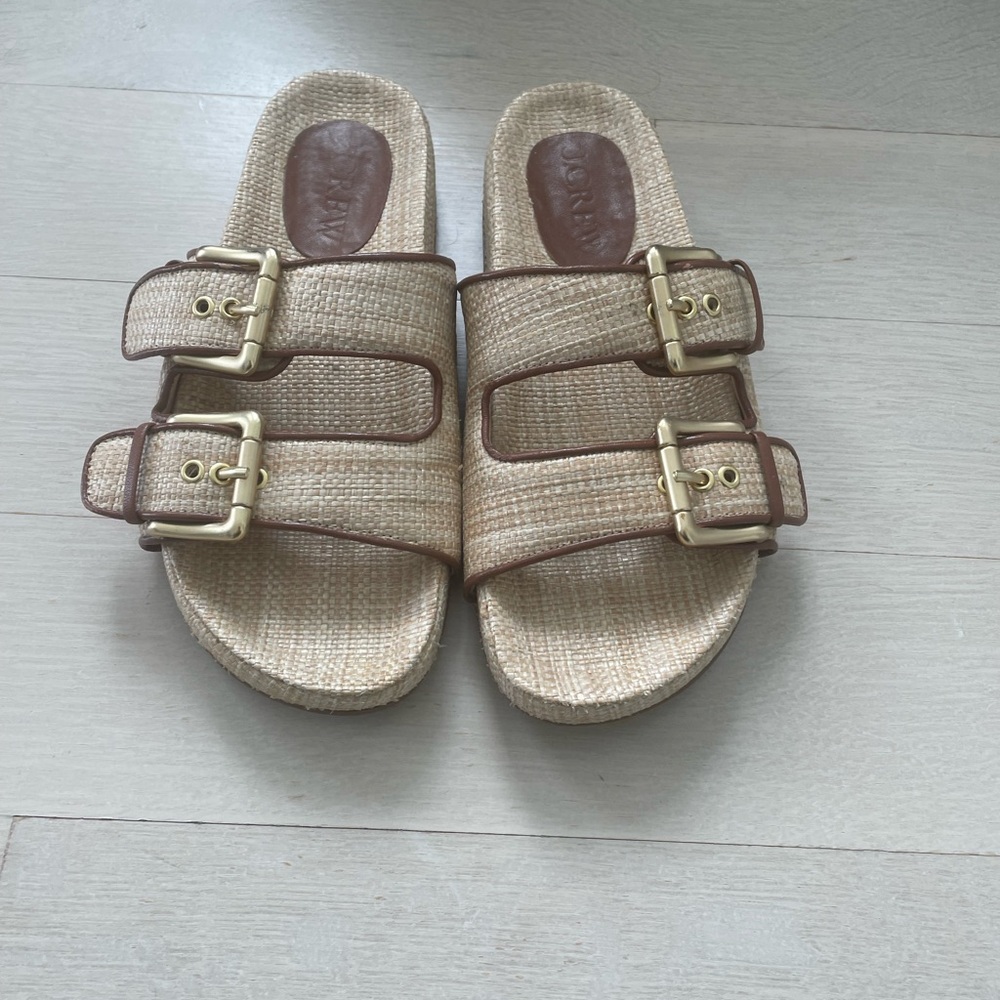 J. Crew Marlow Tan Brown Comfort Sandals with Buckle Straps
